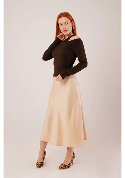 Omuz Dekolte Detaylı Kahverengi Bluz fiyatları