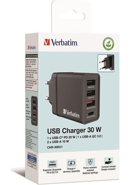 49700 CHR-30EU1 Usb-Charger 30W Black