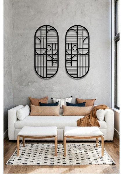 Modern Stil 2 Li Metal Duvar Dekoru Seti