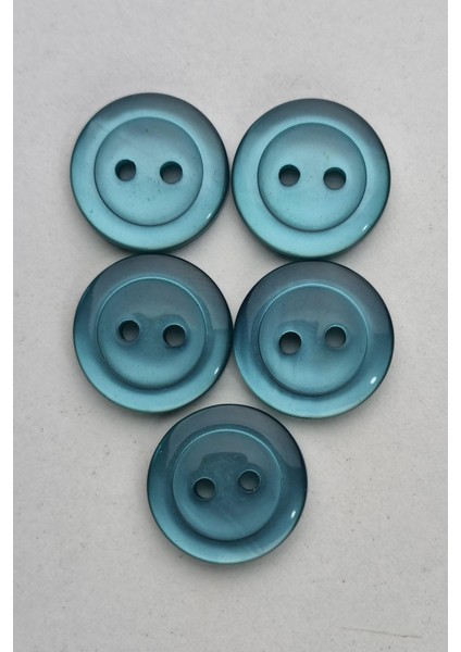 Akrilik Şeffaf Yuvarlak Renkli Turkuaz Çeket Hırka Yelek Düğmesi 5 Adet