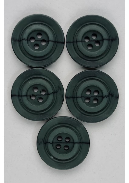 Büyük Boy Akrilik Yuvarlak Desenli Koyu Yeşil Kaban Çeket Hırka Yelek Düğmesi 5 Adet