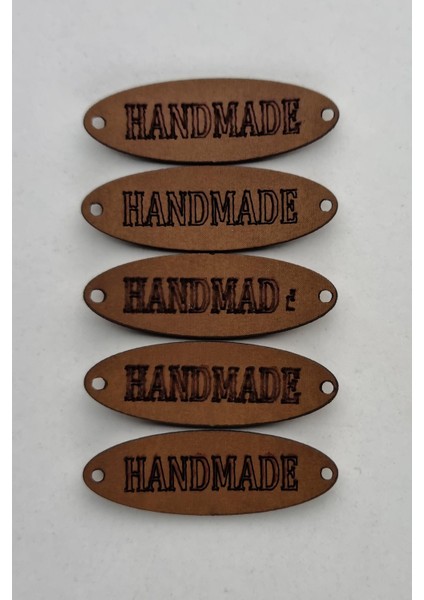 Dikilebilir Deri Oval Handmade Etiketi Kahverengi 5 Adet