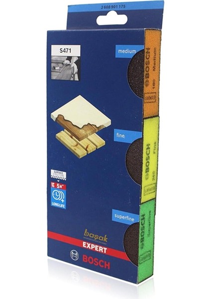 Expert S471 3'lü Set Sünger Zımpara 69X97X26 mm 2608901175 modelleri