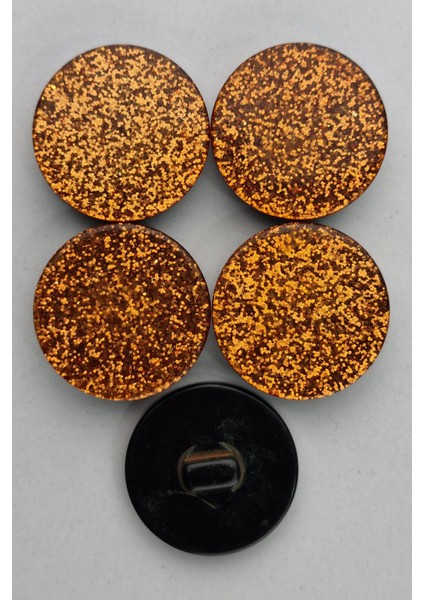 Büyük Boy Akrilik Simli Turuncu Kaban Çeket Hırka Yelek Düğmesi 5 Adet