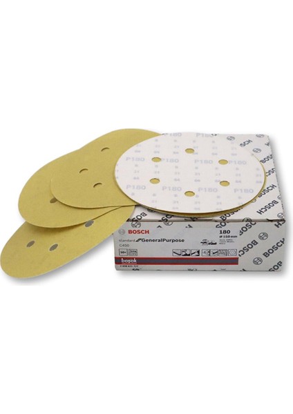 C450 150 mm 6 Delikli 180 Kum Zımpara Kağıdı 50'li 2608621727 fiyatları