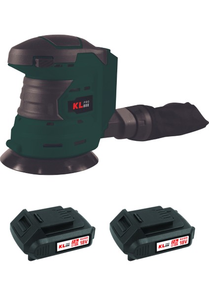 Klpro KLEZ18-20 18V/2.0AH. 125MM Çift Akülü Şarjlı Eksantrik Zımpara