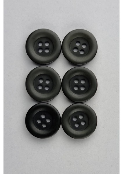 Akrilik Mat Dört Delikli Yuvarlak Koyu Füme Çeket Hırka Yelek Düğmesi 6 Adet