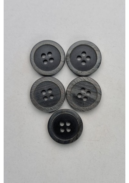 Küçük Boy Akrilik Dört Delikli Klasik Gri Kaban Çeket Hırka Yelek Düğmesi 5 Adet