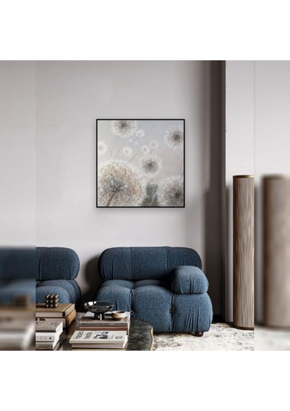 Polenler Yağlı Boya Dokulu Tablo Gümüş Çerçeve 100X100 cm