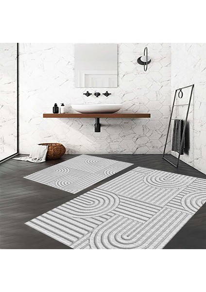 Iskandinav Banyo Paspası, Dijital Baskı, Kaymaz Taban, Banyo Paspası, Bohem, Estetik, 2'li Klozet Takımı