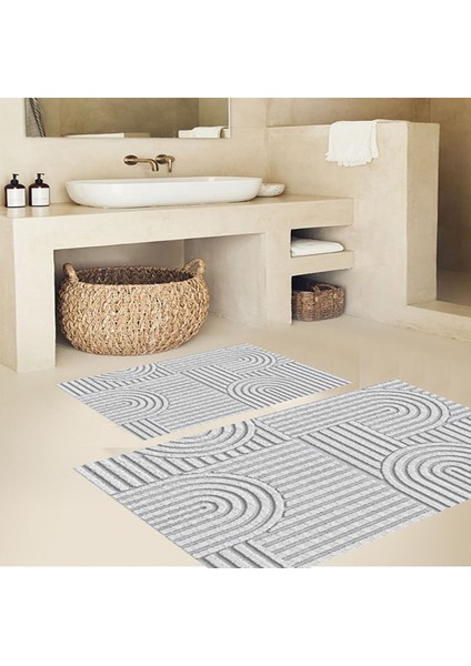 Iskandinav Banyo Paspası, Dijital Baskı, Kaymaz Taban, Banyo Paspası, Bohem, Estetik, 2'li Klozet Takımı