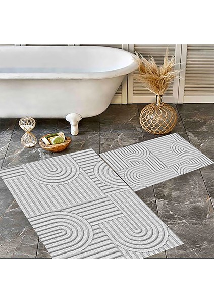 Iskandinav Banyo Paspası, Dijital Baskı, Kaymaz Taban, Banyo Paspası, Bohem, Estetik, 2'li Klozet Takımı