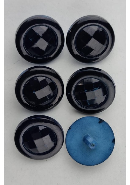 Akrilik Bombeli Yuvarlak Lacivert Kaban Çeket Hırka Yelek Düğmesi 6 Adet