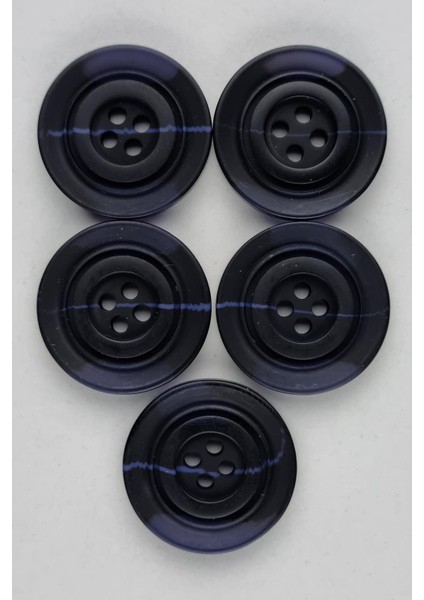 Büyük Boy Akrilik Yuvarlak Desenli Lacivert Kaban Çeket Hırka Yelek Düğmesi 5 Adet
