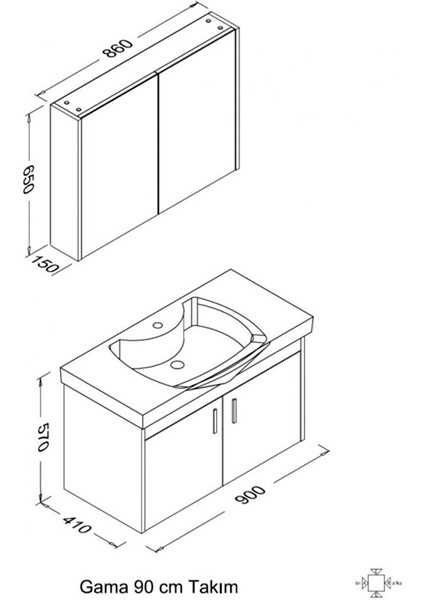 Gama 90 cm Banyo Dolabı modelleri
