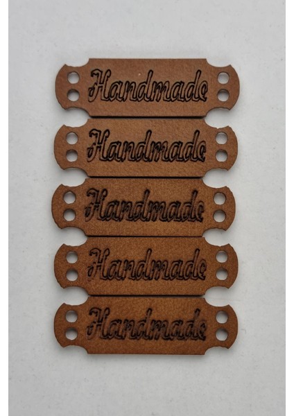 Dikilebilir Deri Dikdörtgen Handmade Etiketi Kahverengi 5 Adet