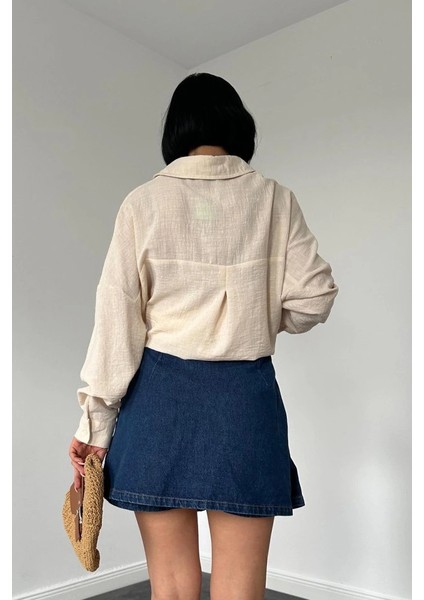 Krem Taş Işlemeli Gömlek modelleri