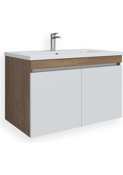 Tokyo 65 cm Mdf Banyo Lavabolu Alt Dolap Kafkas Meşe - Beyaz