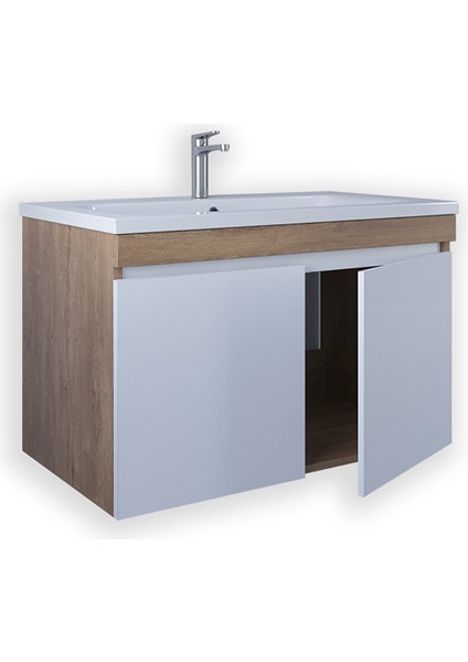 Tokyo 65 cm Mdf Banyo Lavabolu Alt Dolap Kafkas Meşe - Beyaz fiyatları