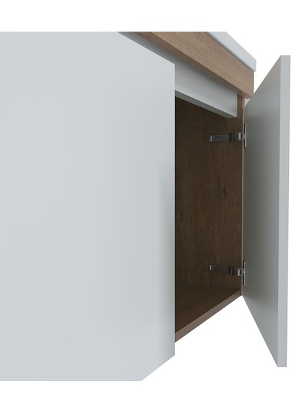 Tokyo 65 cm Mdf Banyo Lavabolu Alt Dolap Kafkas Meşe - Beyaz modelleri