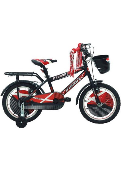 Vision Milano 16" Jant Vitessiz V-Fren Çocuk Bisikleti Siyah - Kırmızı