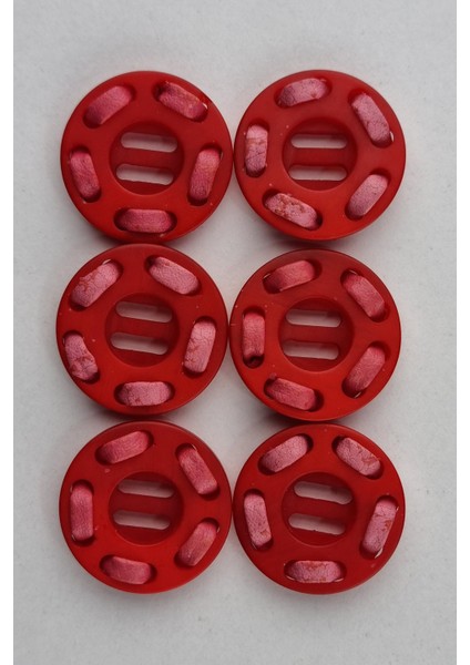 Akrilik Deri Süslemeli Yuvarlak Kırmızı Kaban Çeket Hırka Yelek Düğmesi 6 Adet
