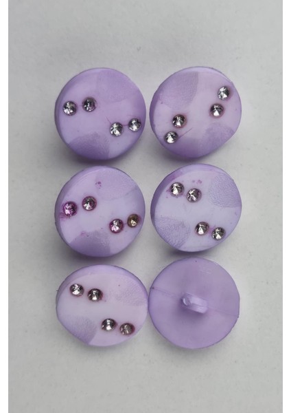 Akrilik Taşlı Yuvarlak Lila Kaban Çeket Hırka Yelek Düğmesi 6 Adet