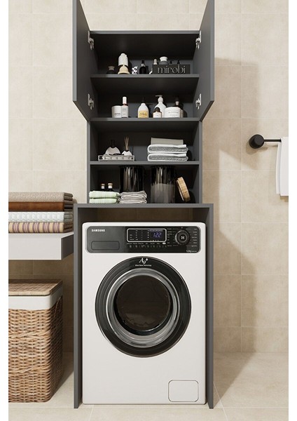 Çamaşır Makinesi Dolabı Hayzum 180*066*55 Banyo Kiler Dolabı Antrasit fiyatları