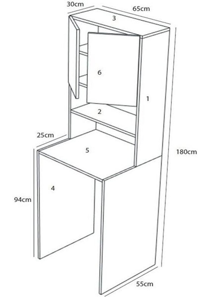 Çamaşır Makinesi Dolabı Hayzum 180*066*55 Banyo Kiler Dolabı Antrasit indirimleri
