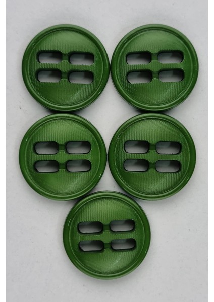 Büyük Akrilik Dikdörtgen Delikli Yeşil Kaban Çeket Hırka Yelek Düğmesi 5 Adet