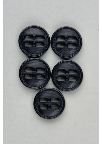 Küçük Akrilik Dikdörtgen Delikli Koyu Lacivert Kaban Çeket Hırka Yelek Düğmesi 5 Adet