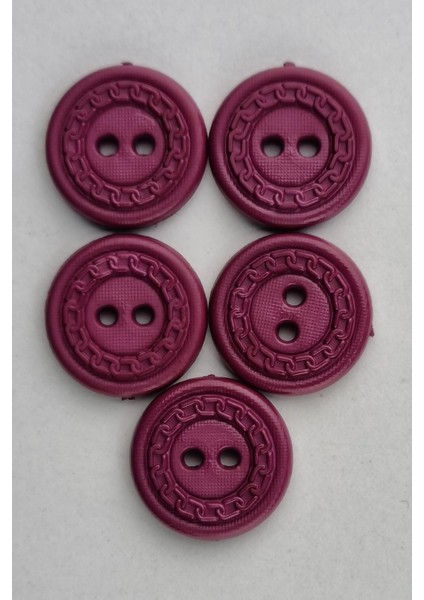 Orta Boy Zincir Desenli Akrilik Bordo Kaban Çeket Hırka Yelek Düğmesi 5 Adet