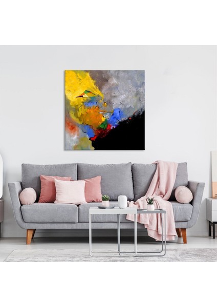Uçurtma - Yağlı Boya Dokulu Tablo Çerçeve - Siyah 80X80 cm
