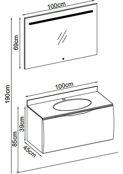Armado Banyo Dolap Takımı 100CM Siyah fiyatları