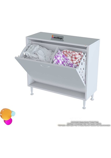 Söke Banyo Için Sihirli Kutu 75X75X32,5 Cm’ Lik 2 Göz Sepet Hazneli Mini Banyo Dolabı