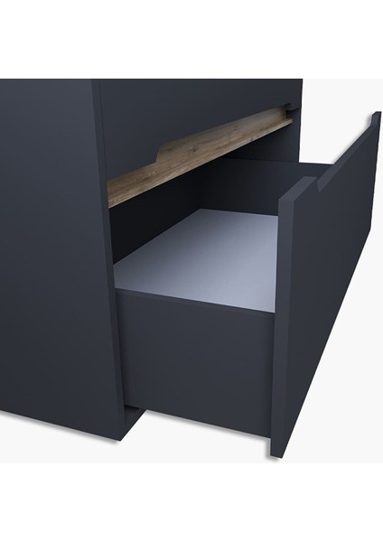 Madrid 80 cm Mdf Banyo Dolabı Seti Antrasit Atlantik Çam modelleri
