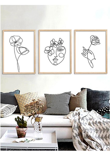 Line Art Ahşap Tablo Set 21X30 cm Natural