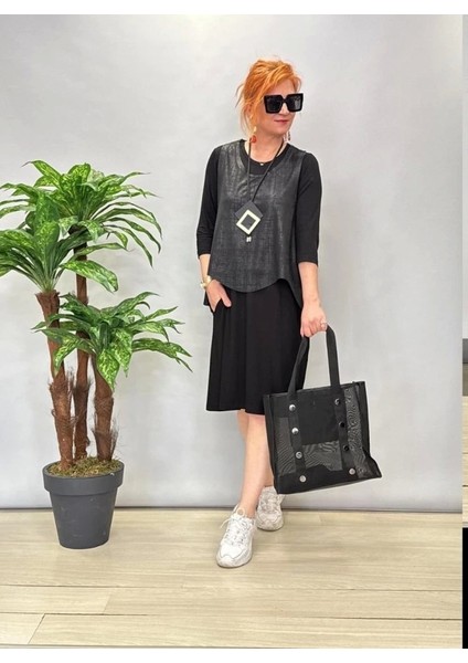 Kadın Viskon Kumaş Cep Detaylı Üçlü Takım fiyatları