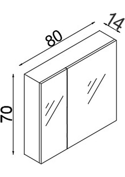 Kahire 80CM Mdf Banyo Aynalı Üst Dolap Antrasit