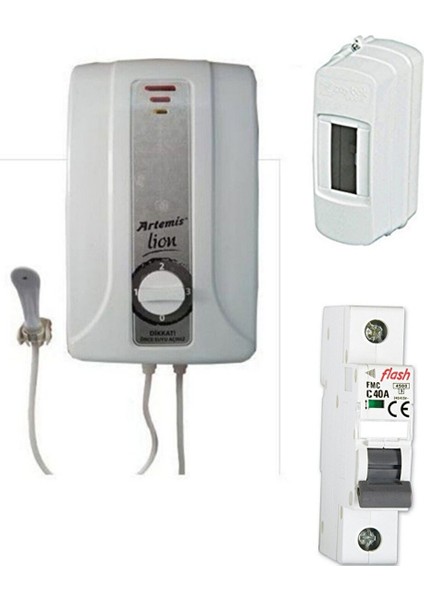 Lion 9000 Watt Elektrikli Şofben Yüksek Isı Sıgorta ve Kutusu Dahil