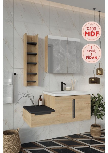 Banyo Zakkum Demonte 100 cm Banyo Dolabı ve Rafı