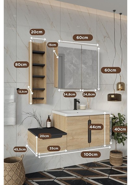 Banyo Zakkum Demonte 100 cm Banyo Dolabı ve Rafı modelleri