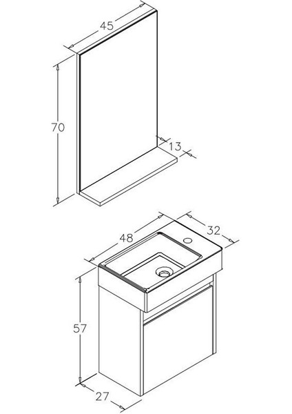 Yedisu 45 cm Parlak Siyah Mini Banyo Dolabı Takımı modelleri