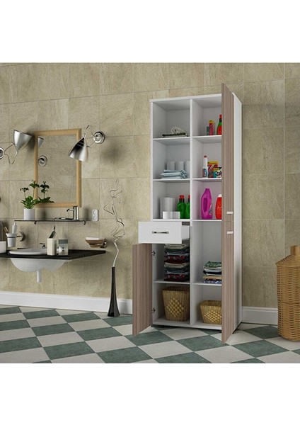 Cevher Banyo Çok Amaçlı Banyo Dolabı, Beyaz-Cordobaa