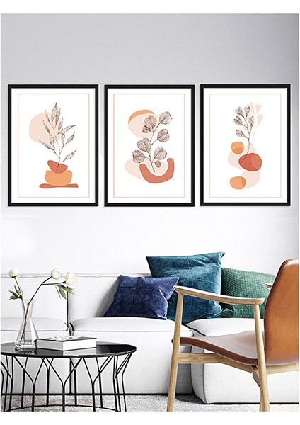 Noktalı Çiçekler Tablo Set 21X30CM Siyah