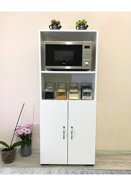 Fırın Dolabı , 2 Kapaklı Bölmeli Mikrodalga Fırın Dolabı Mini Fırın Mutfak Dolabı 2 Kapılı