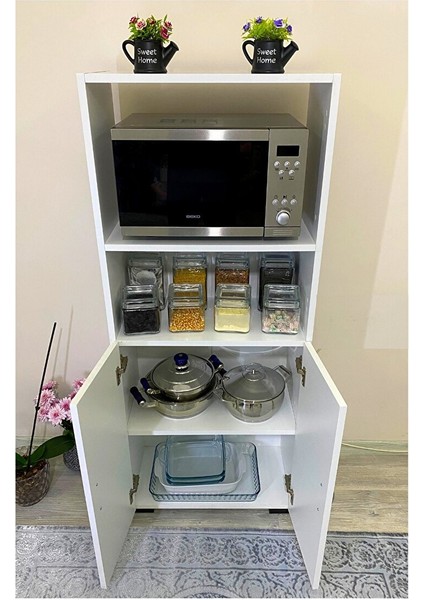 Fırın Dolabı , 2 Kapaklı Bölmeli Mikrodalga Fırın Dolabı Mini Fırın Mutfak Dolabı 2 Kapılı fırsatları
