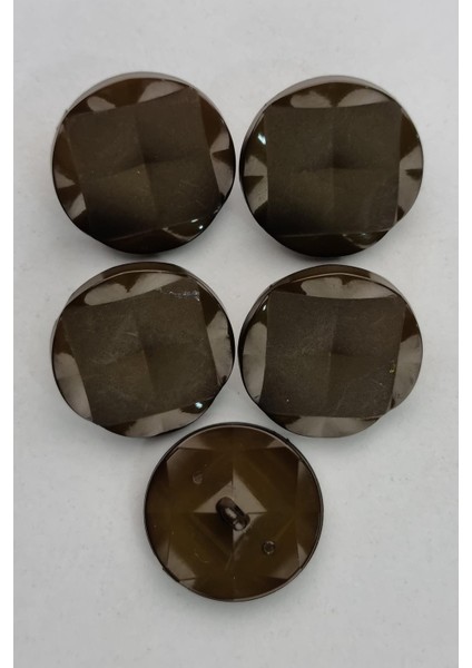 Büyük Akrilik Kare Desenli Yuvarlak Haki Kaban Çeket Hırka Yelek Düğmesi 5 Adet