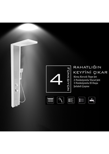 Çift Renk Beyaz Silver Gri Masajlı Duş Seti - Dikey Jakuzi - Robot Duş - Fıskiye - Duş Kolonu fiyatları