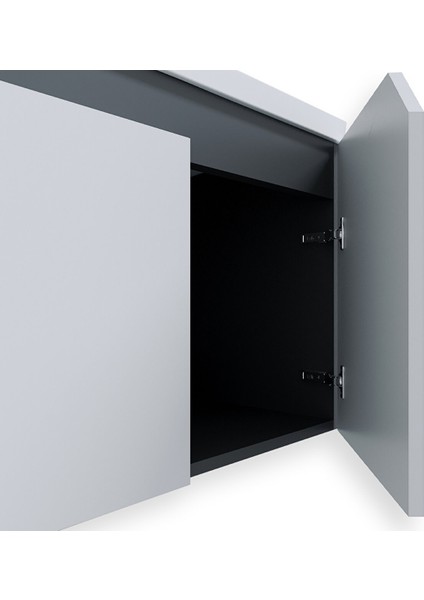Napoli 80 cm Mdf Banyo Dolabı Seti Antrasit Beyaz